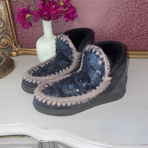 Mou Shoes - MOU WOMAN ANKLE SEQUIN BOOTS BOOTIES WINTER Size 6-7
